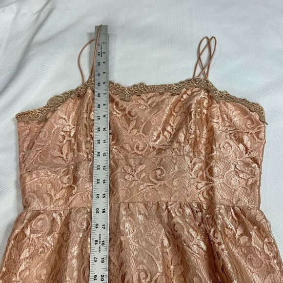 Vintage Handmade Unique Peach Lace Spaghetti Strap Dress - Picture 7 of 9